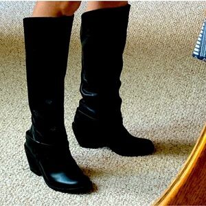 Naughty Monkey, Women’s Sz 6.5, black leather kee high boots